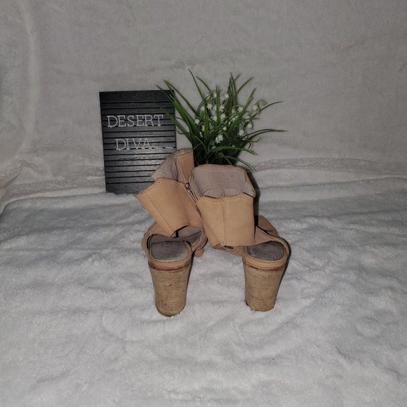 FREE PEOPLE EFFIE STACKED HEEL SHOES-37 TAN - Picture 4 of 8